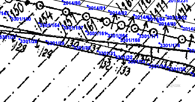 Parcela st. 3301/31 v KÚ Tvrdonice, Katastrální mapa