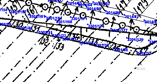 Parcela st. 3301/34 v KÚ Tvrdonice, Katastrální mapa