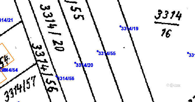 Parcela st. 3314/55 v KÚ Tvrdonice, Katastrální mapa