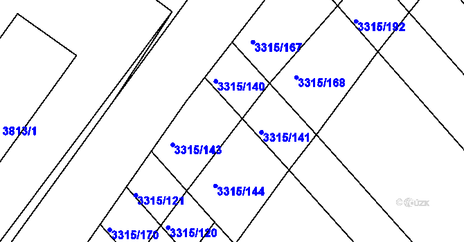 Parcela st. 3315/1 v KÚ Tvrdonice, Katastrální mapa