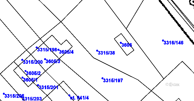 Parcela st. 3315/38 v KÚ Tvrdonice, Katastrální mapa