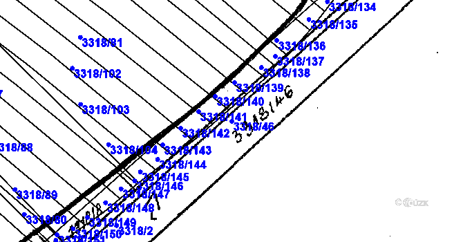 Parcela st. 3318/46 v KÚ Tvrdonice, Katastrální mapa