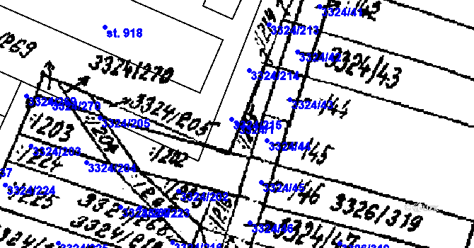 Parcela st. 3324/1 v KÚ Tvrdonice, Katastrální mapa