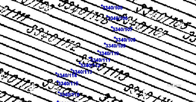 Parcela st. 3340/110 v KÚ Tvrdonice, Katastrální mapa