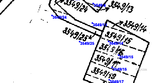 Parcela st. 3549/25 v KÚ Tvrdonice, Katastrální mapa