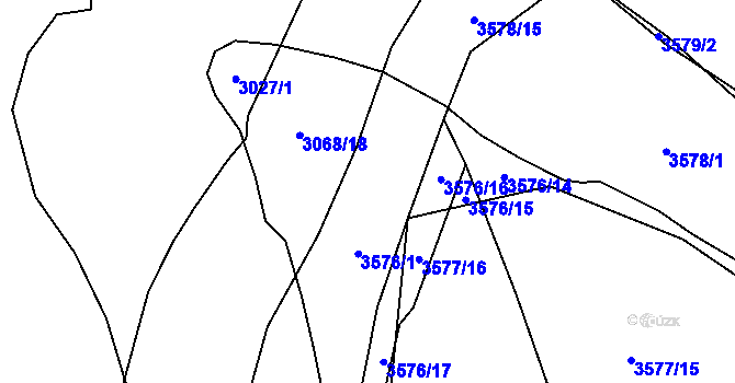 Parcela st. 3576 v KÚ Tvrdonice, Katastrální mapa