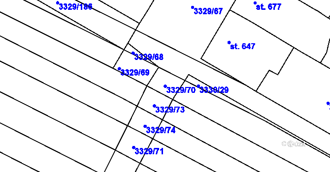 Parcela st. 3329/70 v KÚ Tvrdonice, Katastrální mapa