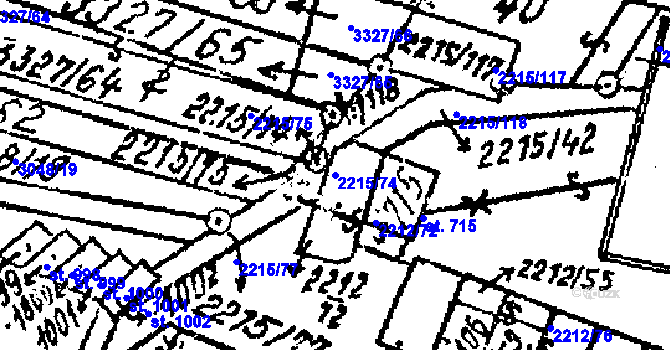 Parcela st. 2215/74 v KÚ Tvrdonice, Katastrální mapa