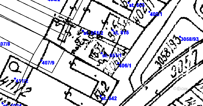 Parcela st. 651/1 v KÚ Tvrdonice, Katastrální mapa