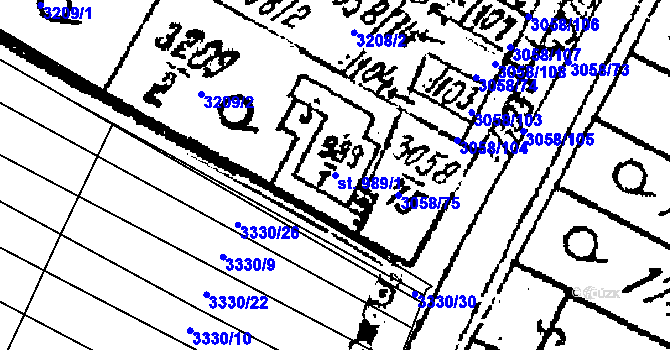 Parcela st. 989/1 v KÚ Tvrdonice, Katastrální mapa