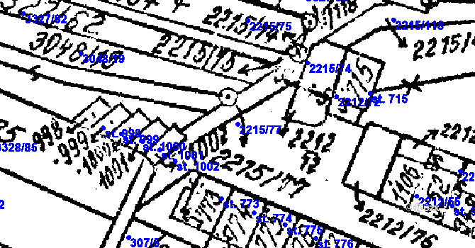 Parcela st. 2215/77 v KÚ Tvrdonice, Katastrální mapa