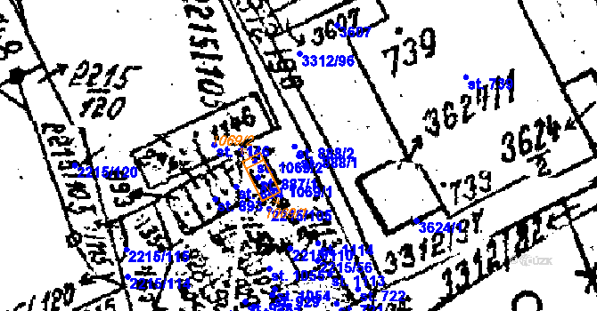 Parcela st. 888/1 v KÚ Tvrdonice, Katastrální mapa