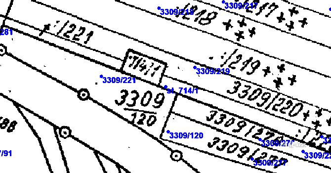 Parcela st. 714/1 v KÚ Tvrdonice, Katastrální mapa