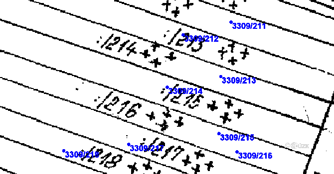 Parcela st. 3309/214 v KÚ Tvrdonice, Katastrální mapa