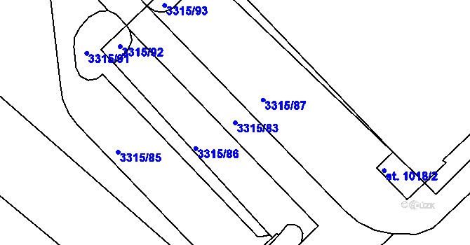 Parcela st. 3315/83 v KÚ Tvrdonice, Katastrální mapa
