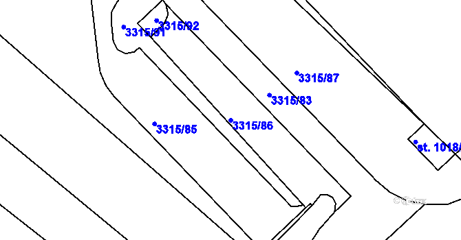Parcela st. 3315/86 v KÚ Tvrdonice, Katastrální mapa