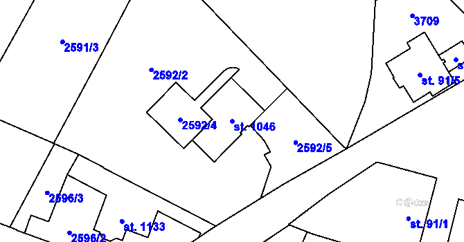 Parcela st. 1046 v KÚ Tvrdonice, Katastrální mapa