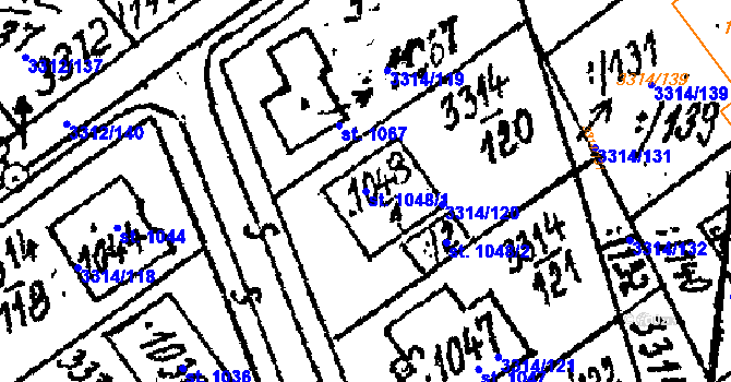 Parcela st. 1048/1 v KÚ Tvrdonice, Katastrální mapa