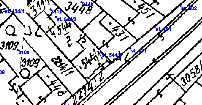 Parcela st. 544/1 v KÚ Tvrdonice, Katastrální mapa
