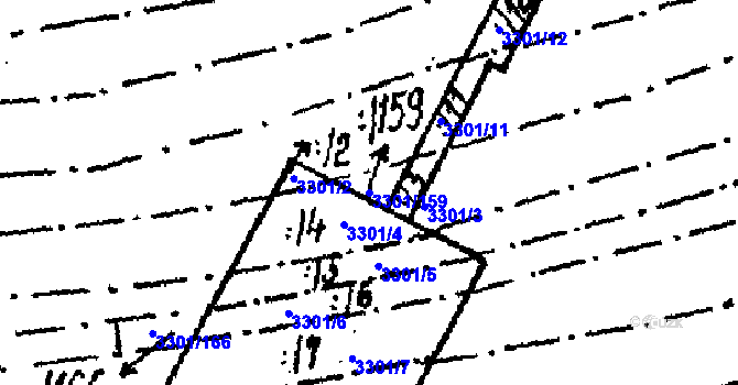 Parcela st. 3301/159 v KÚ Tvrdonice, Katastrální mapa