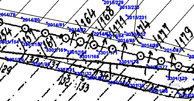 Parcela st. 3301/171 v KÚ Tvrdonice, Katastrální mapa