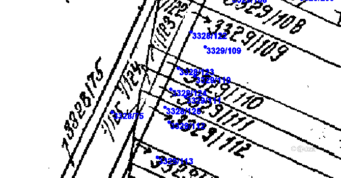 Parcela st. 3328/124 v KÚ Tvrdonice, Katastrální mapa
