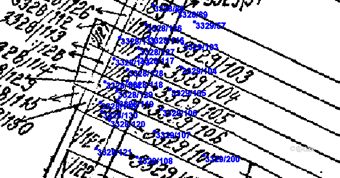 Parcela st. 3329/105 v KÚ Tvrdonice, Katastrální mapa