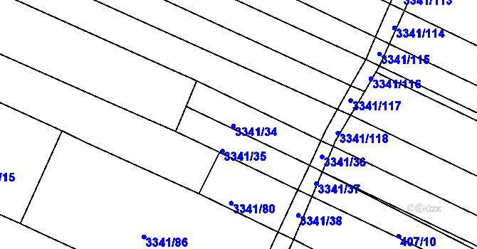 Parcela st. 3341/34 v KÚ Tvrdonice, Katastrální mapa