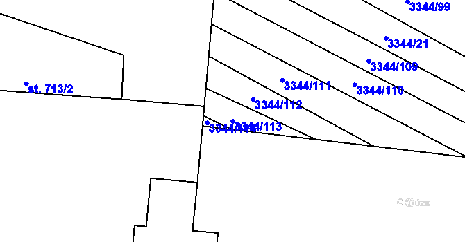 Parcela st. 3344/113 v KÚ Tvrdonice, Katastrální mapa