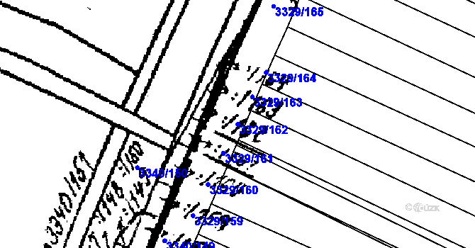 Parcela st. 3329/162 v KÚ Tvrdonice, Katastrální mapa