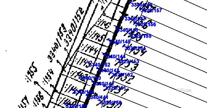 Parcela st. 3340/144 v KÚ Tvrdonice, Katastrální mapa