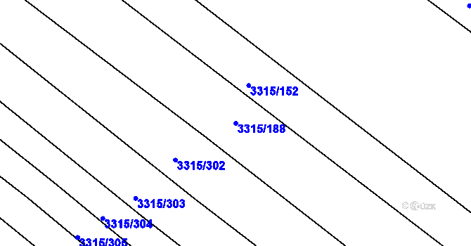 Parcela st. 3315/188 v KÚ Tvrdonice, Katastrální mapa