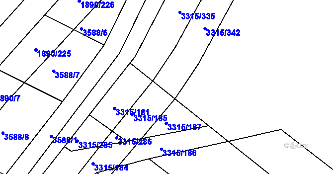 Parcela st. 3315/348 v KÚ Tvrdonice, Katastrální mapa