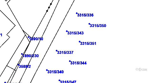 Parcela st. 3315/351 v KÚ Tvrdonice, Katastrální mapa