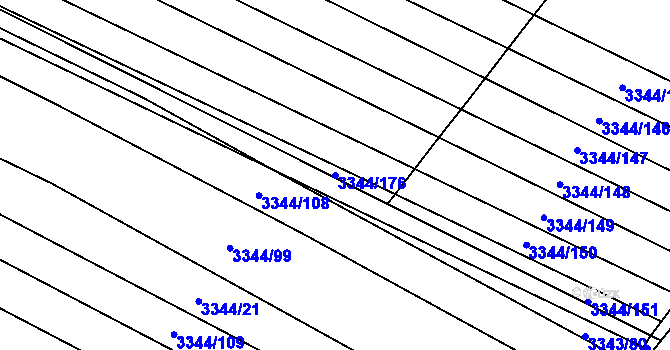 Parcela st. 3344/176 v KÚ Tvrdonice, Katastrální mapa
