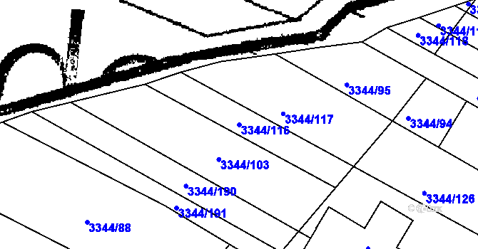 Parcela st. 3344/116 v KÚ Tvrdonice, Katastrální mapa