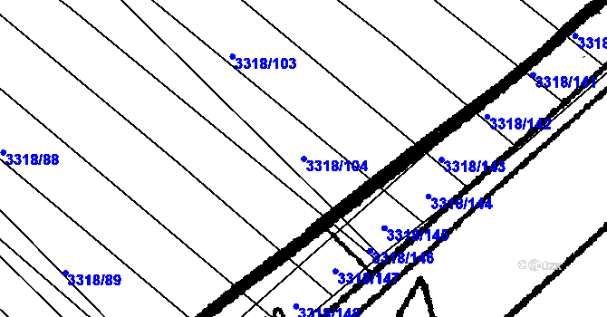Parcela st. 3318/104 v KÚ Tvrdonice, Katastrální mapa