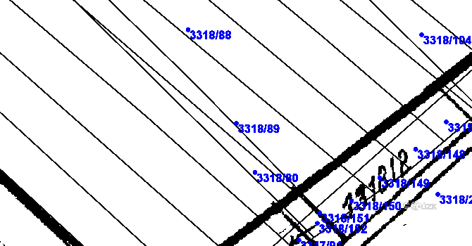 Parcela st. 3318/89 v KÚ Tvrdonice, Katastrální mapa