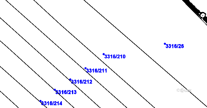 Parcela st. 3316/210 v KÚ Tvrdonice, Katastrální mapa