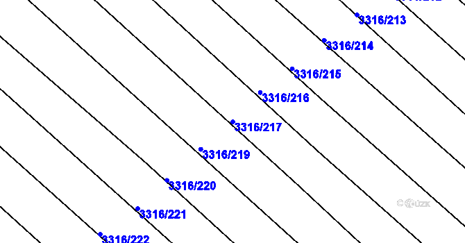 Parcela st. 3316/217 v KÚ Tvrdonice, Katastrální mapa