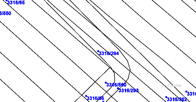 Parcela st. 3316/294 v KÚ Tvrdonice, Katastrální mapa