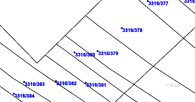 Parcela st. 3316/379 v KÚ Tvrdonice, Katastrální mapa