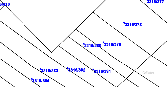 Parcela st. 3316/380 v KÚ Tvrdonice, Katastrální mapa