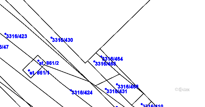 Parcela st. 3316/462 v KÚ Tvrdonice, Katastrální mapa