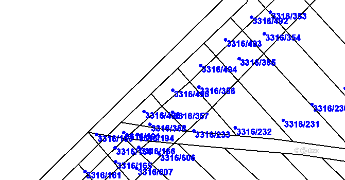 Parcela st. 3316/495 v KÚ Tvrdonice, Katastrální mapa