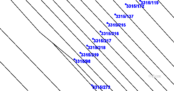 Parcela st. 3315/218 v KÚ Tvrdonice, Katastrální mapa