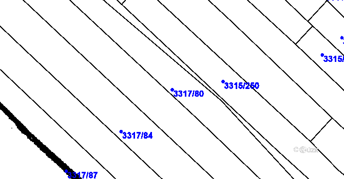 Parcela st. 3317/80 v KÚ Tvrdonice, Katastrální mapa