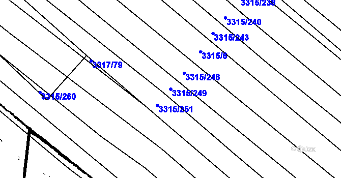 Parcela st. 3315/249 v KÚ Tvrdonice, Katastrální mapa