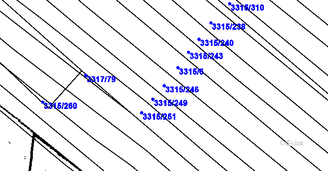 Parcela st. 3315/246 v KÚ Tvrdonice, Katastrální mapa