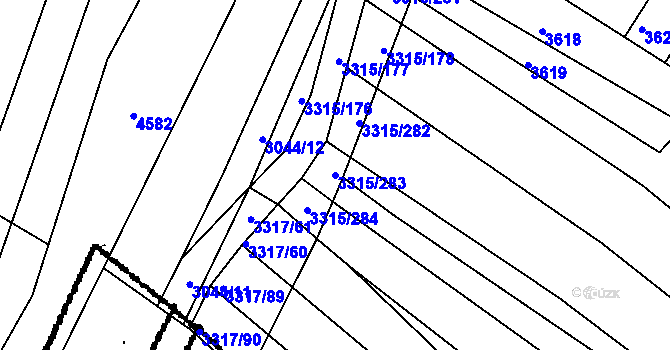 Parcela st. 3315/283 v KÚ Tvrdonice, Katastrální mapa
